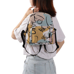 Deanfun Mini Backpack Abstract Line Face Printed Colorful School Backpack Bags