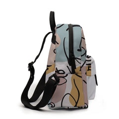 Deanfun Mini Backpack Abstract Line Face Printed Colorful School Backpack Bags