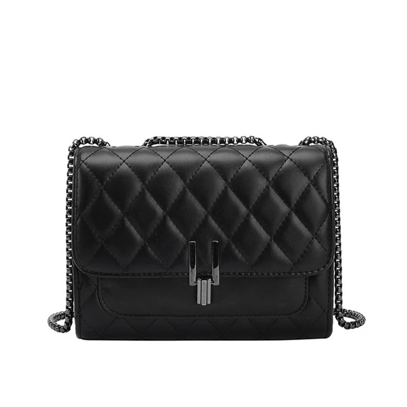 Deconn Quilted Lattice Clutch Crossbody Bag with Chain Strap