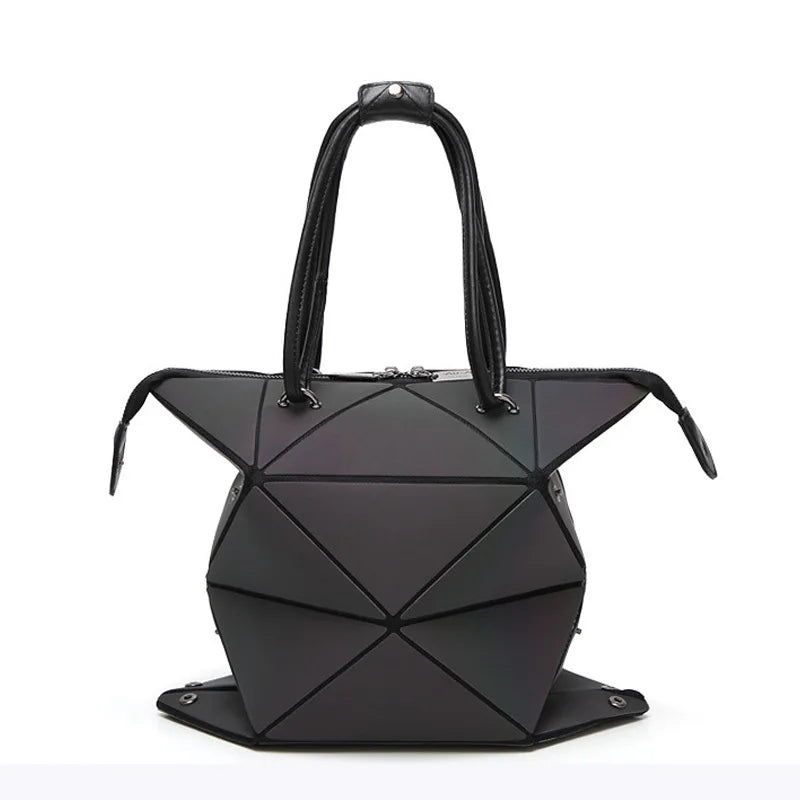Luminous PU Leather Handbag Geometric Shoulder Bag