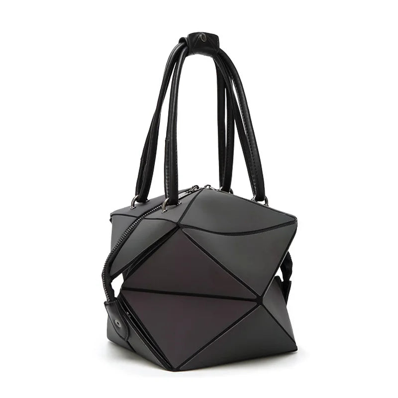 Luminous PU Leather Handbag Geometric Shoulder Bag