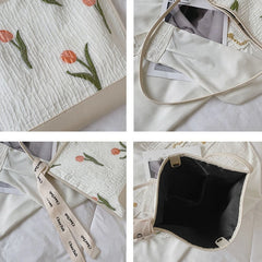 Summer Flowers Tote Bag Large Capacity Handbag 