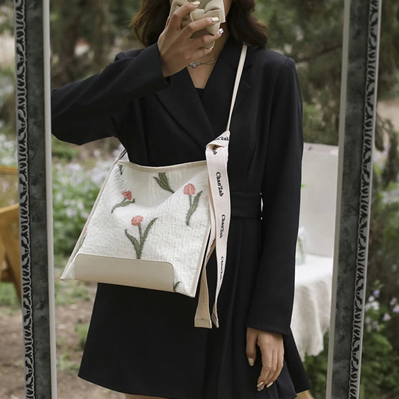 Summer Flowers Tote Bag Large Capacity Handbag 