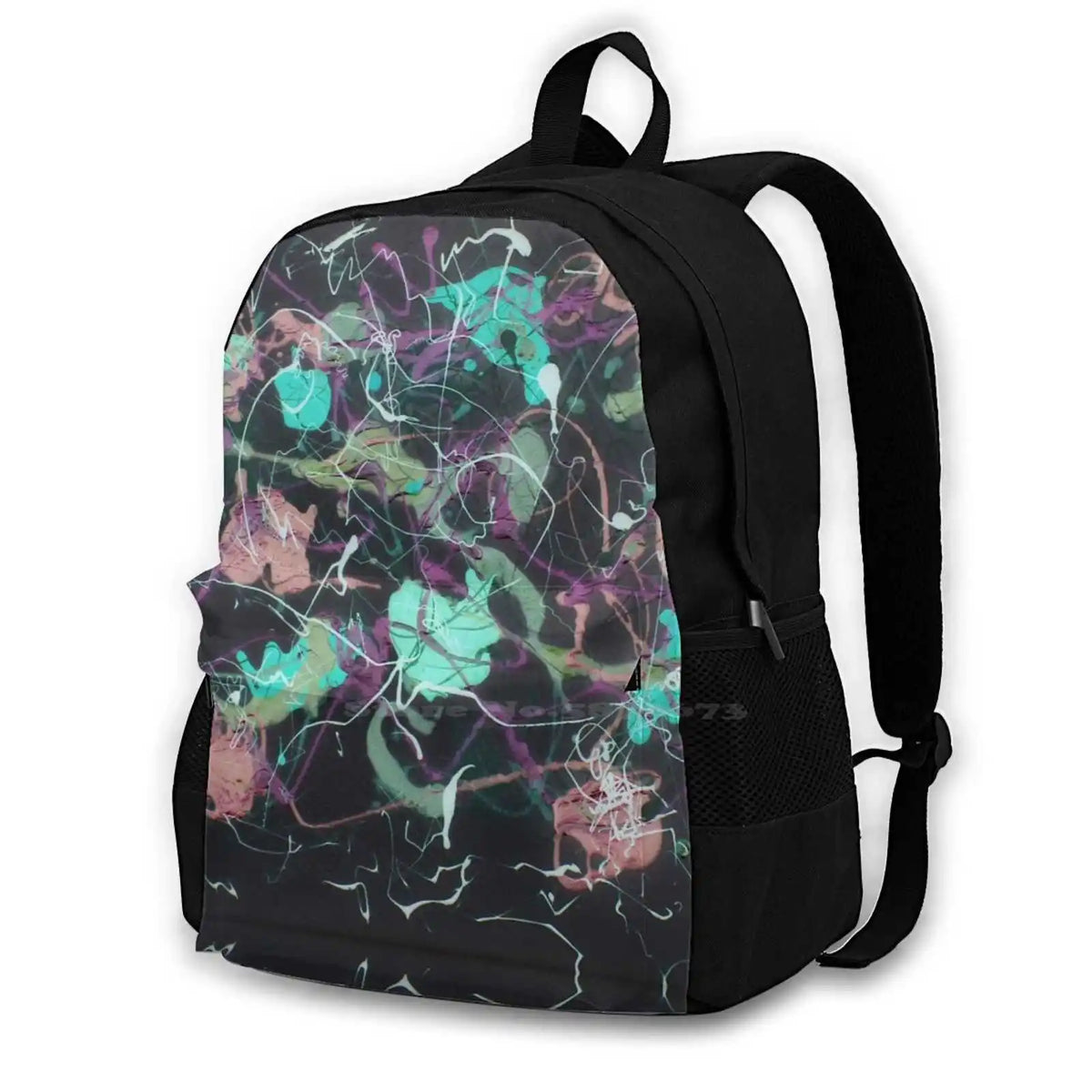 Inverted Delight Travel Laptop School Backpack - Green/Pink/Purple