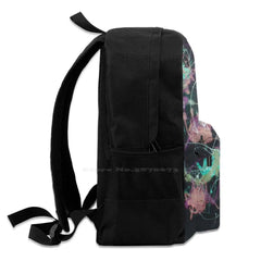 Inverted Delight Travel Laptop School Backpack - Green/Pink/Purple