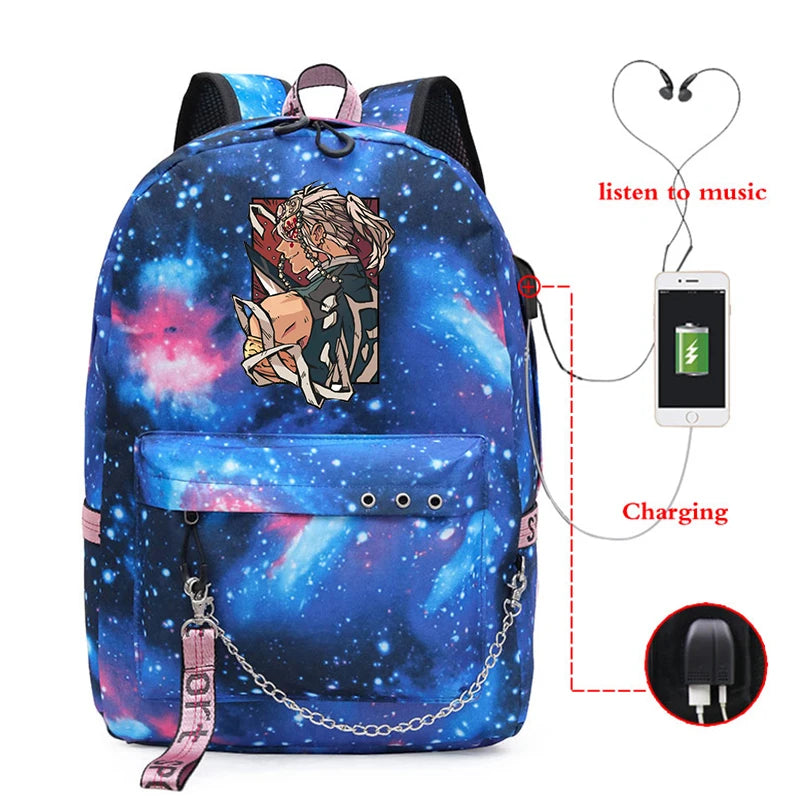 Demon Slayer Anti-theft School Backpack with USB