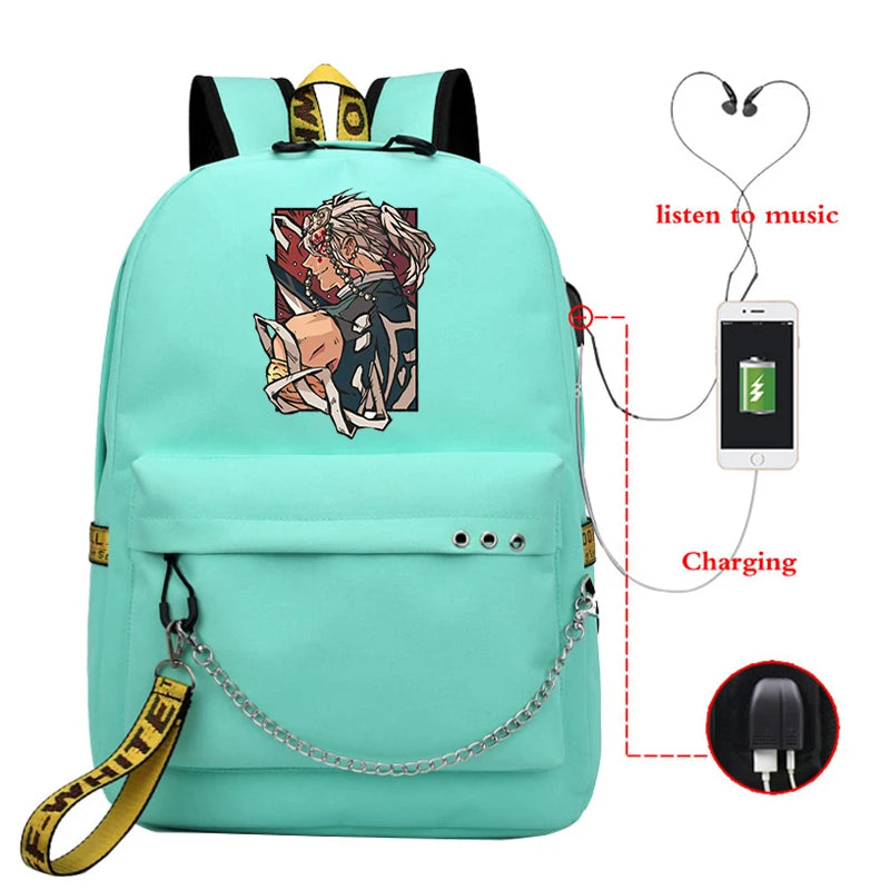 Demon Slayer Anti-theft School Backpack with USB