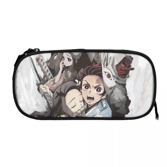 Demon Slayer Pen Box Student School Anime Zipper Pen Bag Child Stationery Bag