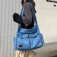 Denim Bag Summer Square Cotton Zipper Shoulder Handbag
