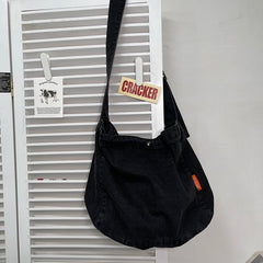 Denim Women's Messenger Bag Retro Style School Bag Large Capacity Shoulder Bag