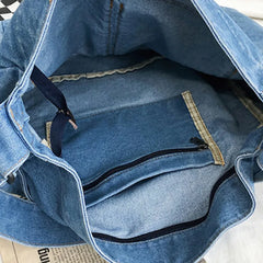 Denim Crossbody Shoulder Bag Women Japan Style Teen Girl Casual Large Jeans Bag