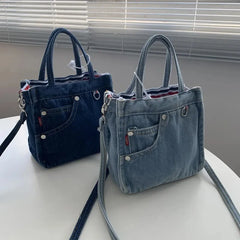 Denim Jeans Shoulder Crossbody Bag Large Capacity Shopping Handbag