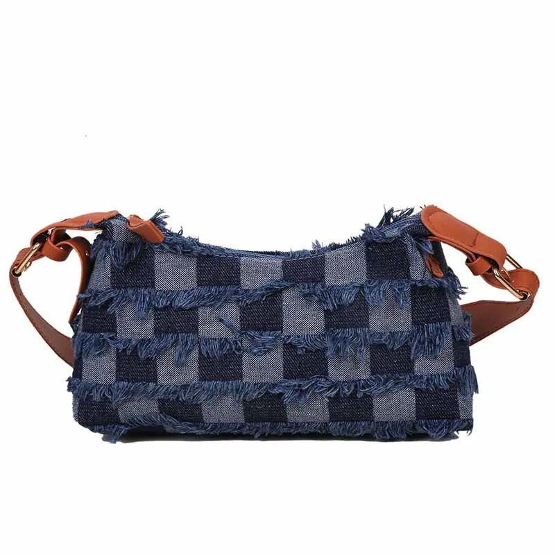 Denim Plaid Women's Underarm Shoulder Bag
