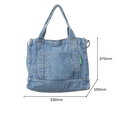 Denim Shoulder Bag Students Book Bag Casual Large Capacity Adjustable Strap