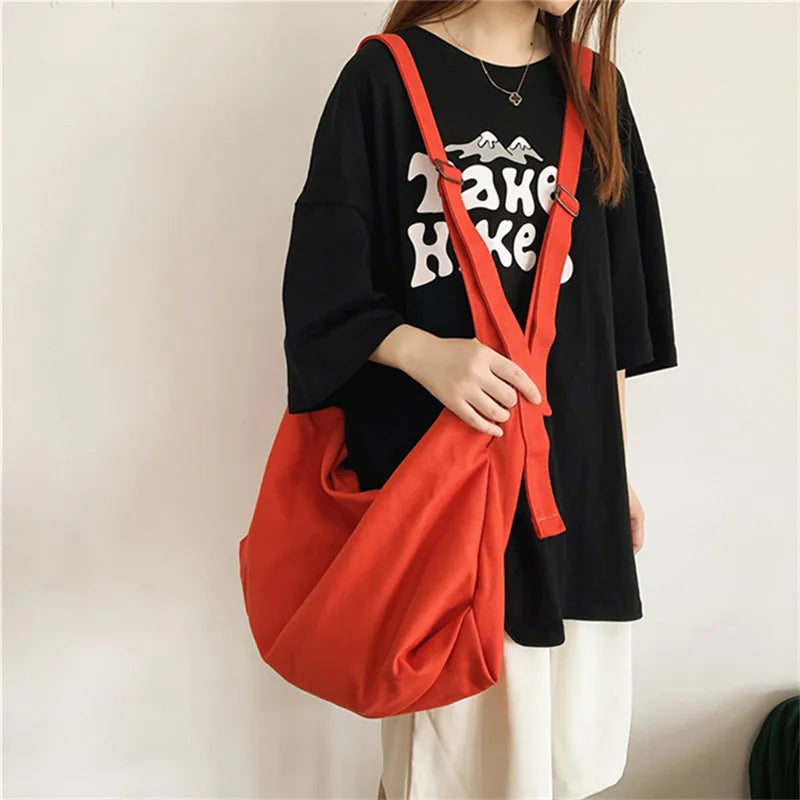 Denim Shoulder Bag Women Messenger Casual Tote Soft Student Large Capacity