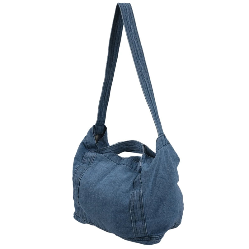 Denim Slouch Bag Casual Jean Fabric Handbag