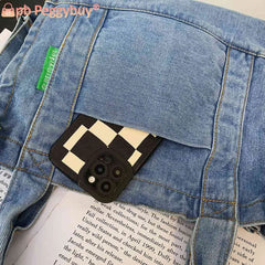 Denim Student Book Bag Large Capacity Multi-Pockets Port