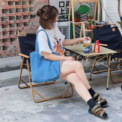 Denim Tote Bag Women Shoulder Bags Embroidered Letters Handbags
