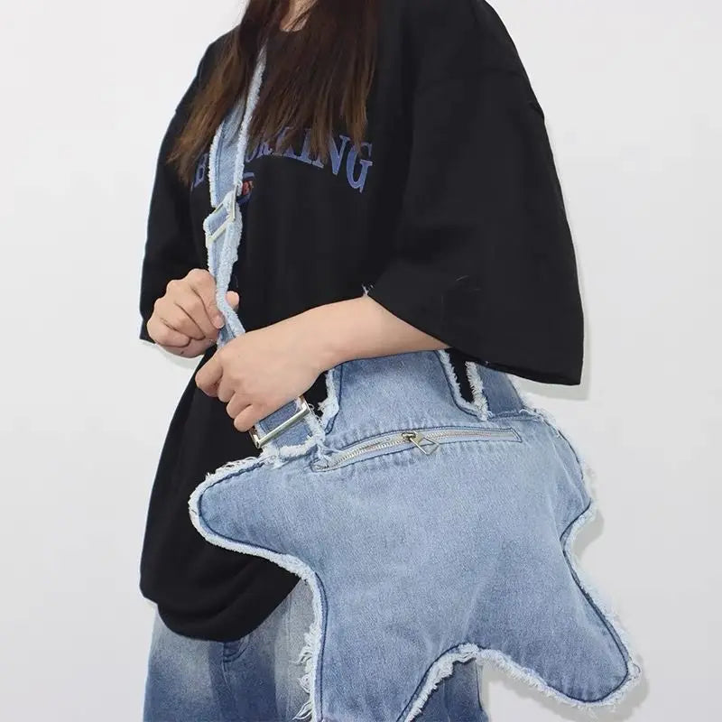 Denim Women Casual Shoulder Bag Handbags Star Crossbody Bags