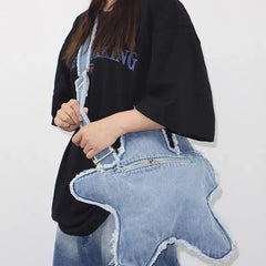Denim Women Casual Shoulder Bag Handbags Star Crossbody Bags