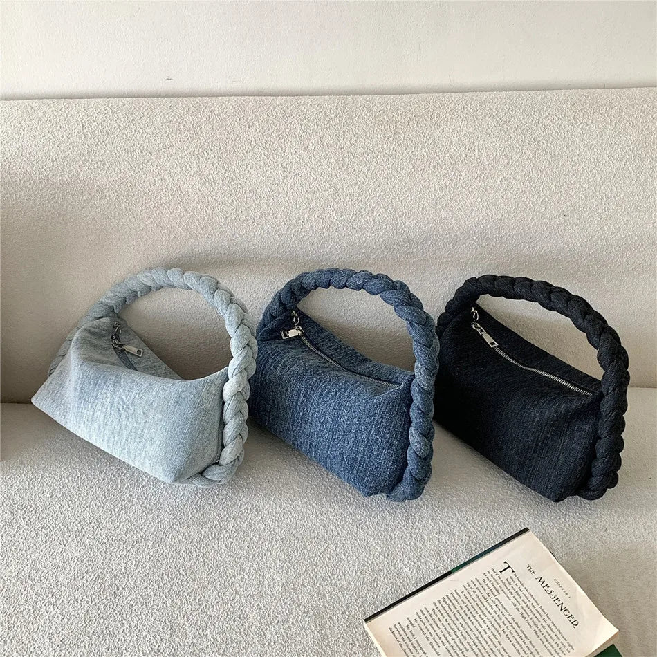 Denim Women Handbags with Chain Strap Crossbody Bag