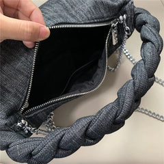 Denim Women Handbags with Chain Strap Crossbody Bag