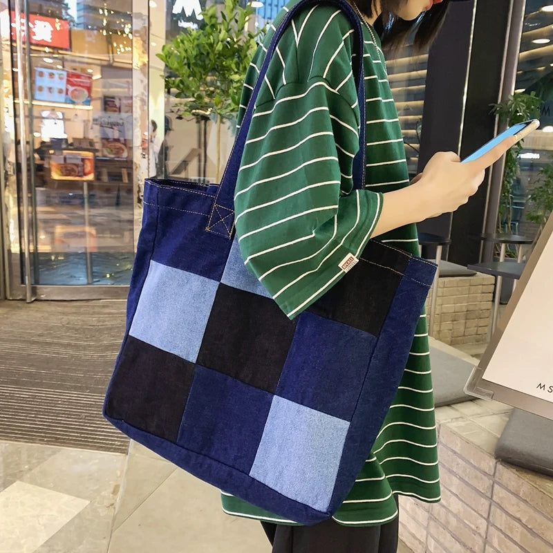 Denim Women's Shoulder Bag Casual Handbags for Girls Large Messenger Bags