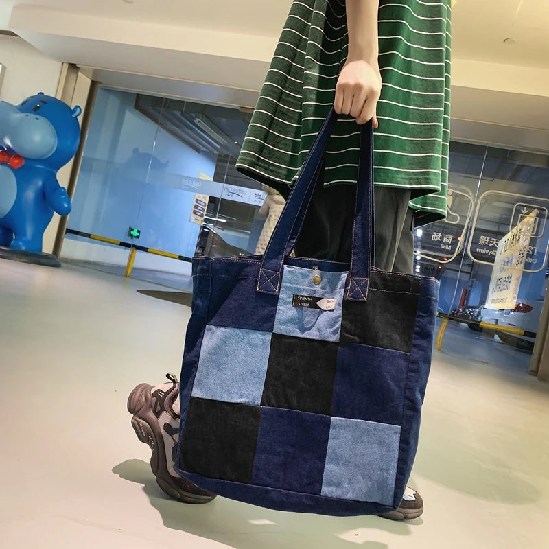 Denim Women's Shoulder Bag Casual Handbags for Girls Large Messenger Bags