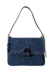 Denim Women Shoulder Bag Large Capacity Tassels Handbag
