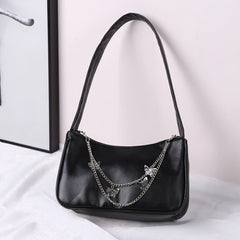 Women's PU Leather Shopper Handbag Butterfly Chain Shoulder Bag