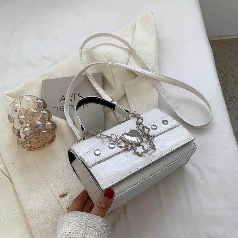 Girly Style Chain Shoulder Bag Square Solid Messenger Bag