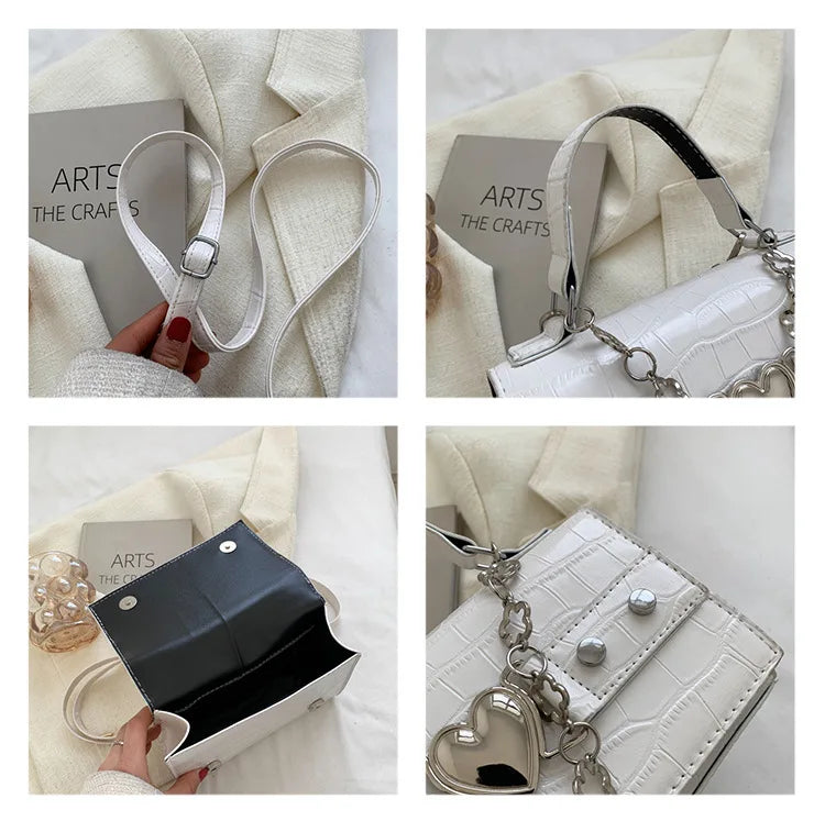 Girly Style Chain Shoulder Bag Square Solid Messenger Bag