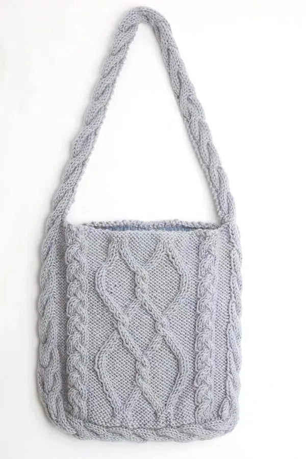 Knitted Foldable Handbag Women Shopping Tote Wool Shoulder Bag