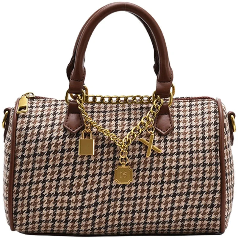 Houndstooth Woolen Messenger Bag Autumn/Winter Handbag