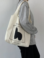 Canvas Tote Bag Underarm Shoulder Bag Large Capacity Shopping Bag