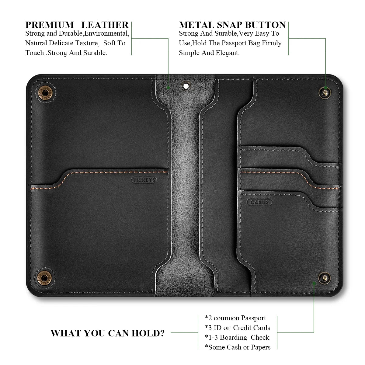 Leather Passport Wallet Travel Organizer Neck Holder