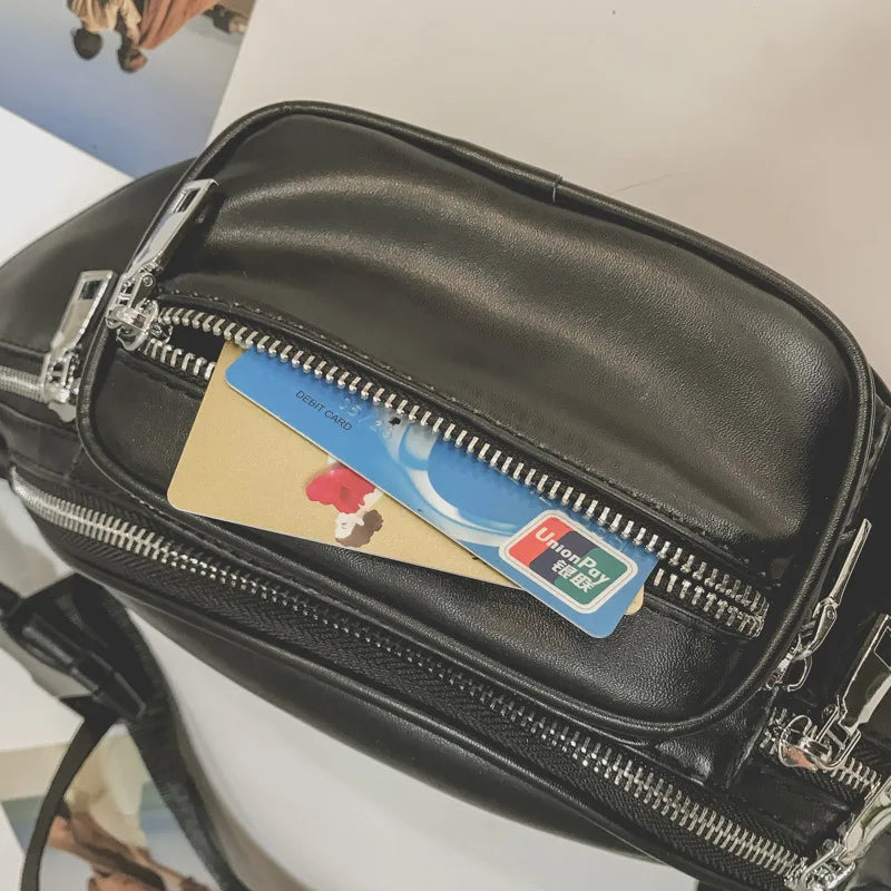 Women Men Waist Bag PU Leather Belt Waterproof Pack Phone Hip Bag
