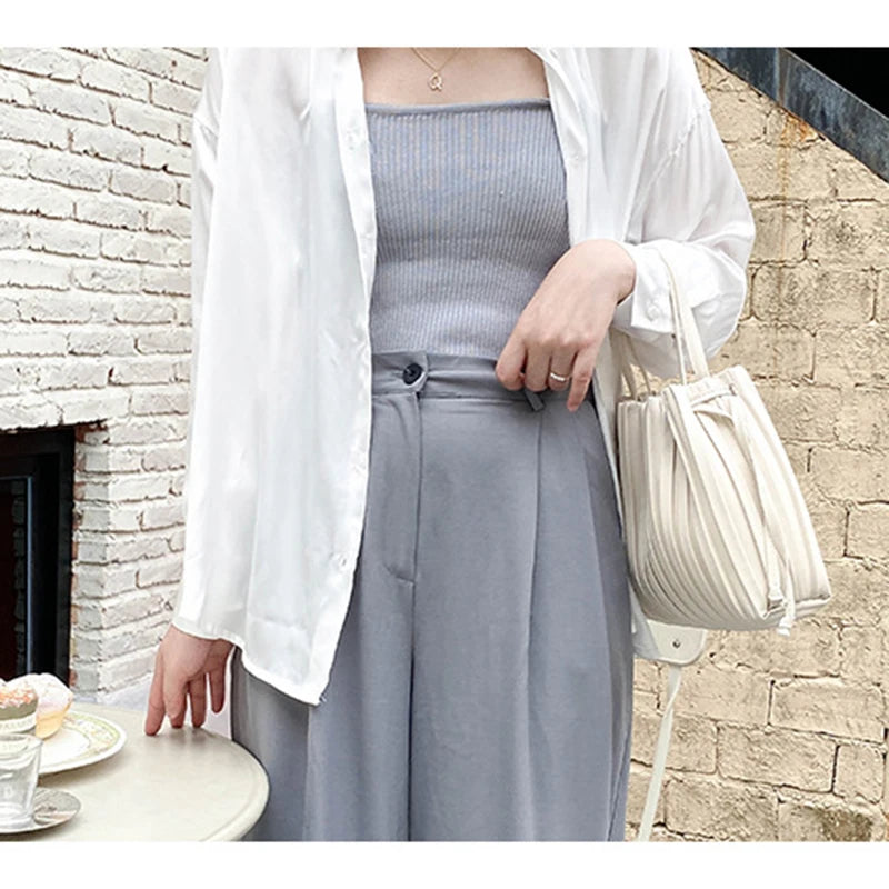 Women's PU Leather Bucket Bag Drawstring Closure