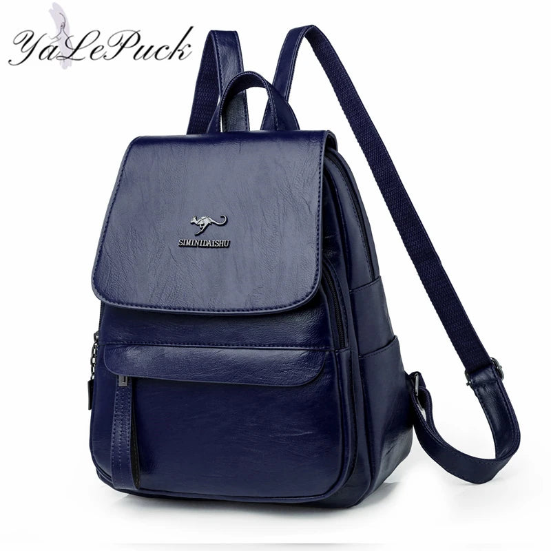 Women Leather School Bag pack Multifunction Shoulder Bags