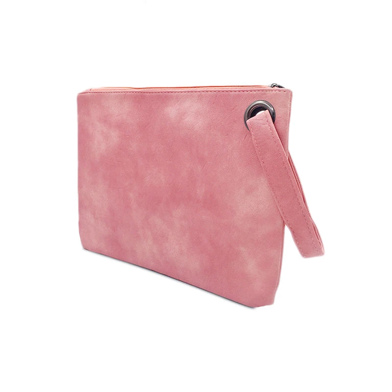 Solid Leather Envelope Clutch Evening Bag