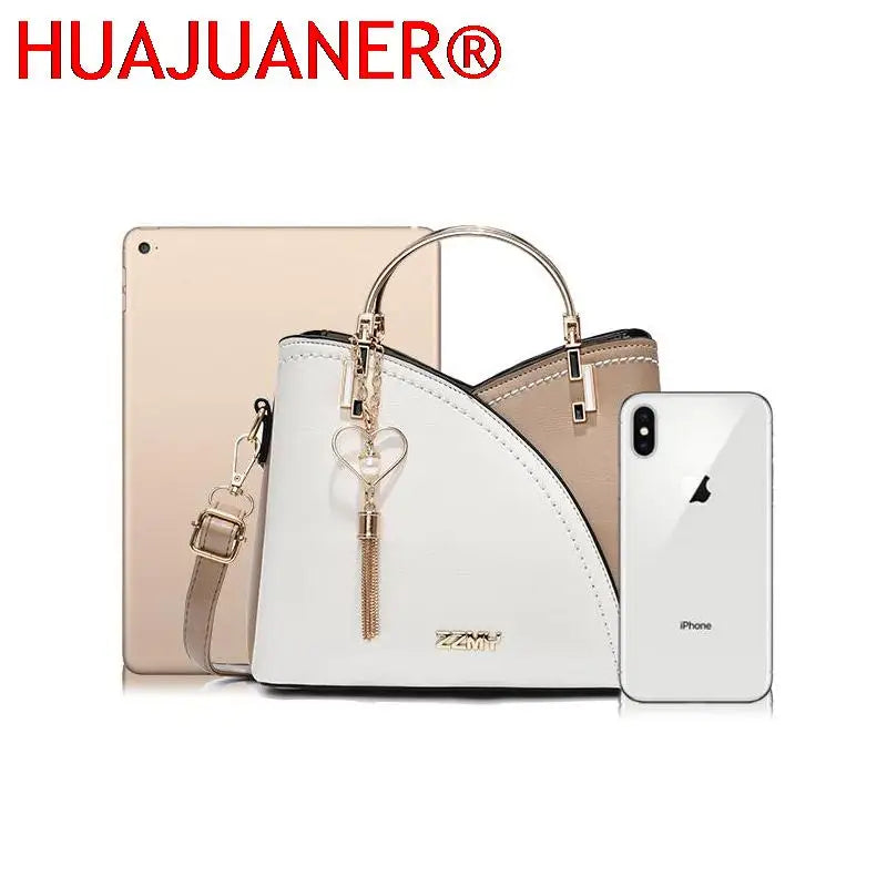 Women's Leather Shoulder Bag Heart Pendant Totes Bag