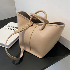 Matte Leather Bucket Bag Large Tote Women Shoulder Crossbody Handbag