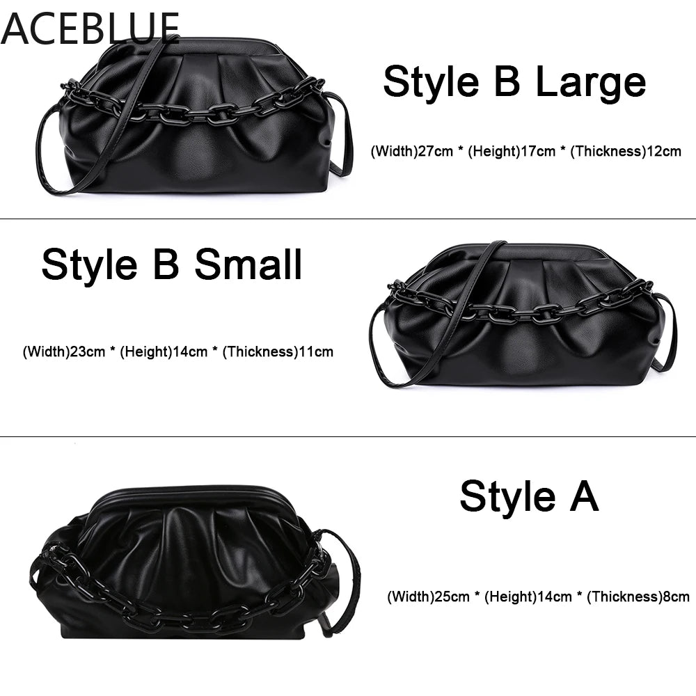 Soft Leather Cloud Shoulder Bag for Women Crossbody Travel Chain Handbag