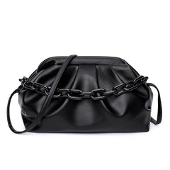 Soft Leather Cloud Shoulder Bag for Women Crossbody Travel Chain Handbag