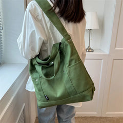 Canvas Women's Shoulder Bags Solid Messenger Tote Handbags