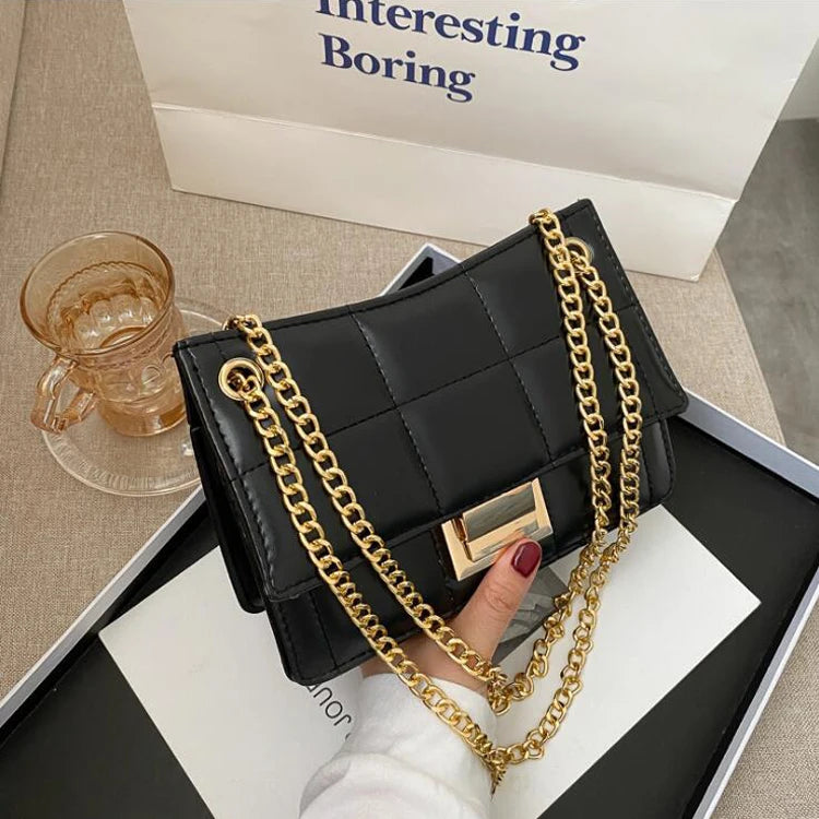 Chain Strap Shoulder Bag Women Crossbody PU Leather Lady Purse Handbag