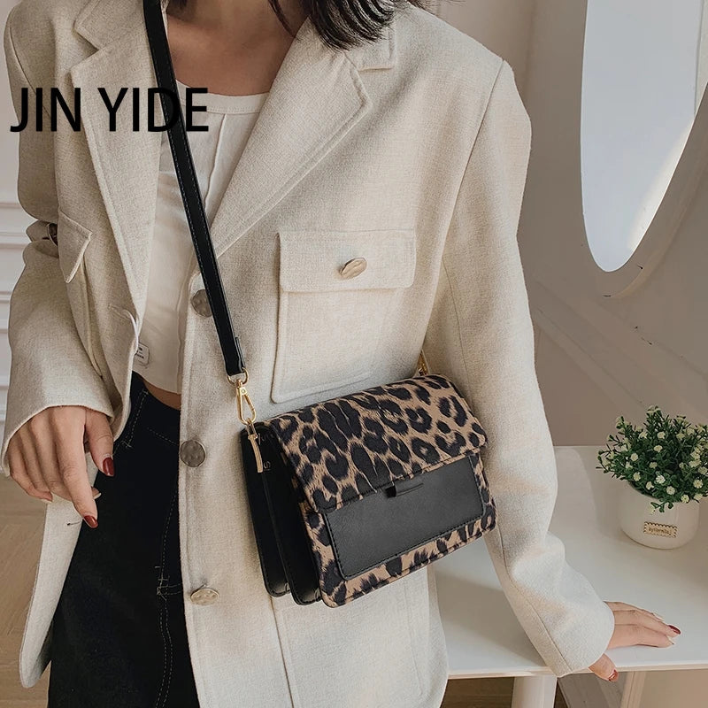 Leopard PU Leather Crossbody Bag for Women Travel Handbag