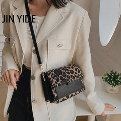 Leopard PU Leather Crossbody Bag for Women Travel Handbag