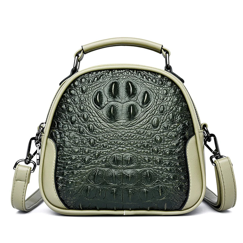 Crocodile Leather Handbag for Women Casual Shoulder Crossbody Bag