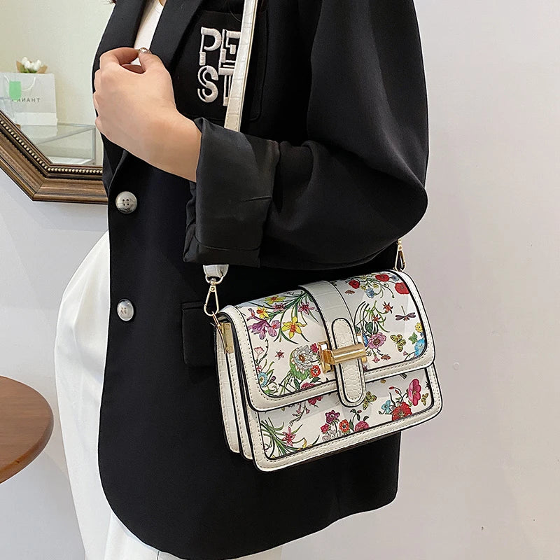 Crocodile Pattern Women Handbag Flap Pu Leather Messenger Bag